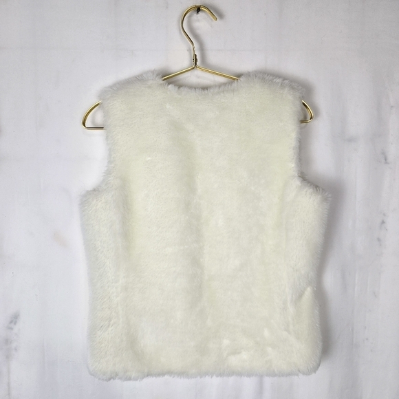 Vintage Y2k Mossimo White Faux Fur Tie Front Vest - Picture 2 of 6